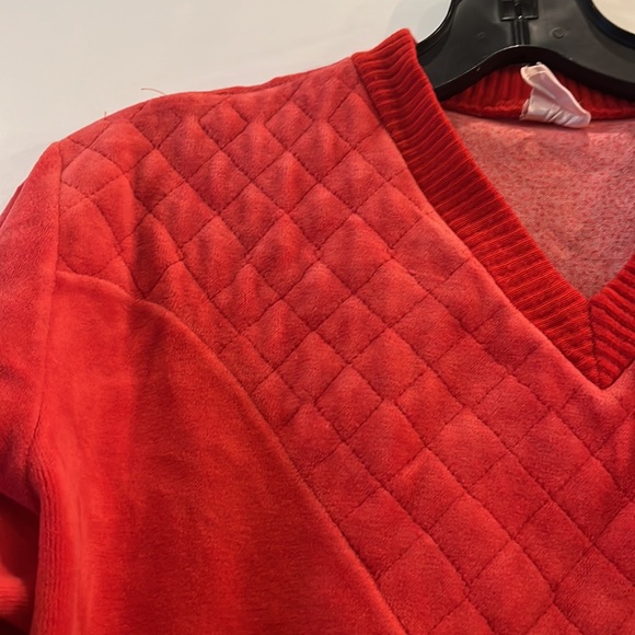 Ladies Vintage Vee Neck Velour Sweatshirt - Picture 2 of 4